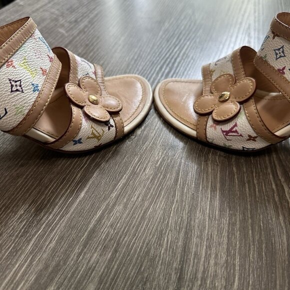 Louis Vuitton Sandals Murakami Monogram Double Strap 38.5 - Picture 3 of 6